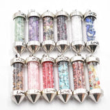 6pcs Natural Stone Rose Quartz Amethyst Necklace Pendant