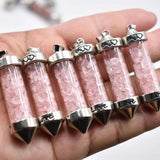 6pcs Natural Stone Rose Quartz Amethyst Necklace Pendant