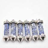 6pcs Natural Stone Rose Quartz Amethyst Necklace Pendant