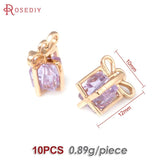 10PCS 18K Brass and Glass Charms Pendants for DIY Jewelry Making