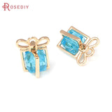 10PCS 18K Brass and Glass Charms Pendants for DIY Jewelry Making