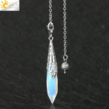 CSJA Crystal Quartz Pendulum Divination Dowsing Silver Stone Reiki G692