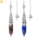 CSJA Crystal Quartz Pendulum Divination Dowsing Silver Stone Reiki G692