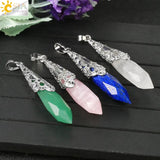 CSJA Crystal Quartz Pendulum Divination Dowsing Silver Stone Reiki G692