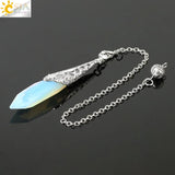 CSJA Crystal Quartz Pendulum Divination Dowsing Silver Stone Reiki G692