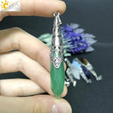 CSJA Crystal Quartz Pendulum Divination Dowsing Silver Stone Reiki G692