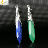 CSJA Crystal Quartz Pendulum Divination Dowsing Silver Stone Reiki G692