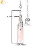 CSJA Crystal Quartz Pendulum Divination Dowsing Silver Stone Reiki G692