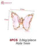 6PCS 18K Brass Butterfly Connect Charms Pendants DIY Jewelry Making