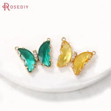 6PCS 18K Brass Butterfly Connect Charms Pendants DIY Jewelry Making