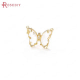 6PCS 18K Brass Butterfly Connect Charms Pendants DIY Jewelry Making