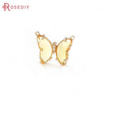 6PCS 18K Brass Butterfly Connect Charms Pendants DIY Jewelry Making