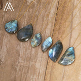 Natural Flash Labradorite Pendant Healing Necklace Women Jewelry