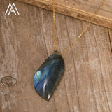 Natural Flash Labradorite Pendant Healing Necklace Women Jewelry