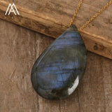 Natural Flash Labradorite Pendant Healing Necklace Women Jewelry