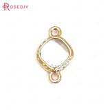 10PCS 16x10MM High Champagne Brass/Glass 2 Holes Square Connect Charms