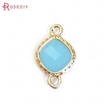 10PCS 16x10MM High Champagne Brass/Glass 2 Holes Square Connect Charms