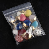 Gemstone Pendants Plated Lapis Agate Charms for Jewelry Making