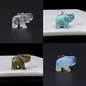 Natural Stone Elephant Pendants Reiki Heal Indian Agates Crystal