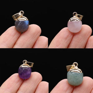 Amethyst Crystal Oval Stone Pendants for Jewelry Making