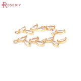 6PCS 18K Brass Zircon Tree Leaf Charms Pendants Diy Jewelry Making