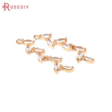6PCS 18K Brass Zircon Tree Leaf Charms Pendants Diy Jewelry Making