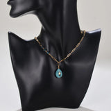 Stainless Steel Turquoise Stone Pendant Necklace for Women Girls
