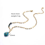 Stainless Steel Turquoise Stone Pendant Necklace for Women Girls