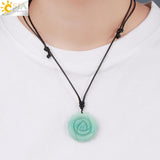Natural Crystal Healing Stone Necklace Hand Carved Rose Flower Pendant