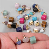 Healing Stone Pendant Multicolor Square Charm Reiki Jewelry