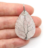 Tree of Life Wire Wrap Water Drop Gems Necklace Pendant