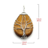 Tree of Life Wire Wrap Water Drop Gems Necklace Pendant
