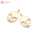 6PCS 18K Brass Alien Charms Pendants DIY Jewelry Necklace Earrings