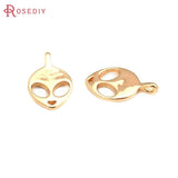 6PCS 18K Brass Alien Charms Pendants DIY Jewelry Necklace Earrings