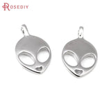 6PCS 18K Brass Alien Charms Pendants DIY Jewelry Necklace Earrings