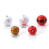 Wood Christmas Spacer Beads Round Multicolor Merry Christmas Loose Beads DIY