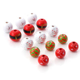 Wood Christmas Spacer Beads Round Multicolor Merry Christmas Loose Beads DIY