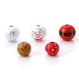 Wood Christmas Spacer Beads Round Multicolor Merry Christmas Loose Beads DIY