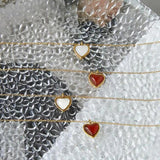 Agate Heart Stone Pendant Necklace Healing Carnelian Pendant
