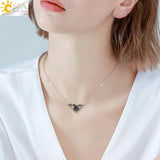 CSJA Natural Stone Bead Necklace Triangle Pendant Healing Charm