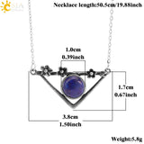 CSJA Natural Stone Bead Necklace Triangle Pendant Healing Charm