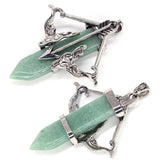 Retro Cupid Crystal Sword Gemstone Pendant Necklace Love Jewelry