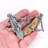 Retro Cupid Crystal Sword Gemstone Pendant Necklace Love Jewelry