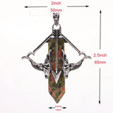 Retro Cupid Crystal Sword Gemstone Pendant Necklace Love Jewelry
