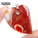 Red Botswana Agate Gemstone Pendant Necklace