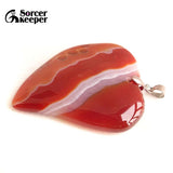 Red Botswana Agate Gemstone Pendant Necklace