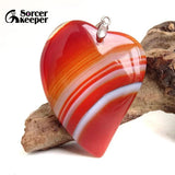 Red Botswana Agate Gemstone Pendant Necklace