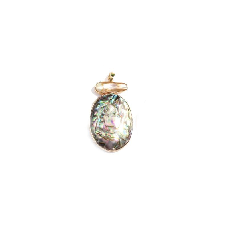 Natural Gem Shell Crystal Agate Oval Pendant DIY Necklace Jewelry 58x30mm