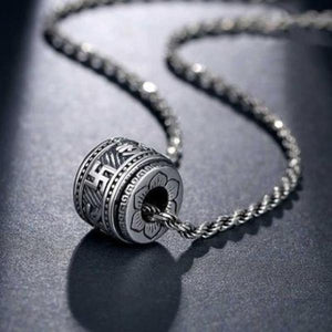 Silver Good Luck Bead Pendant True Words Necklace Retro Jewelry
