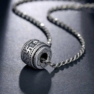 Silver Good Luck Bead Pendant True Words Necklace Retro Jewelry